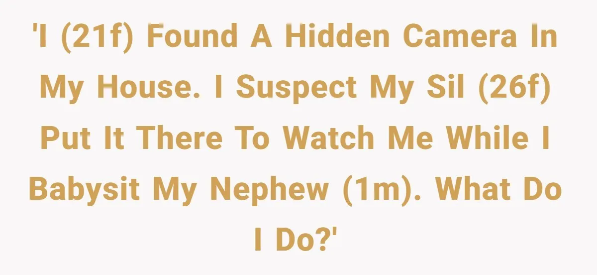 'I (21F) found a hidden camera in my house. I suspect my SIL (26F) put it there to watch me while I babysit my nephew (1M). What do I do?'