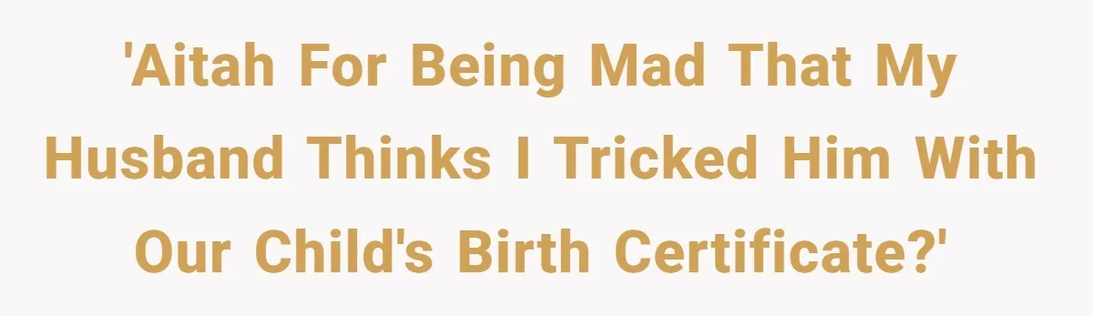 'AITAH for being mad that my husband thinks I tricked him with our child's birth certificate?'