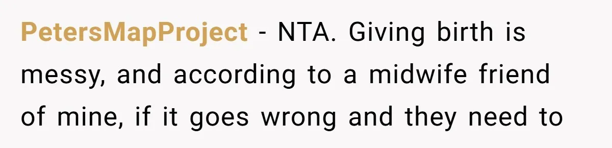 PetersMapProject − NTA. Giving birth is messy, and according to a midwife friend of mine, if it goes wrong and they need to