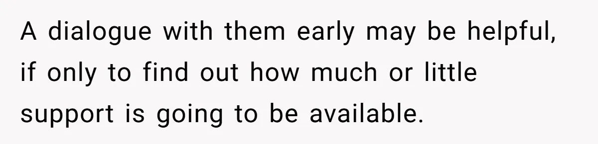 A dialogue with them early may be helpful, if only to find out how much or little support is going to be available.
