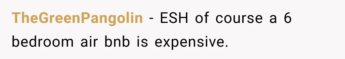 TheGreenPangolin − ESH of course a 6 bedroom air bnb is expensive.