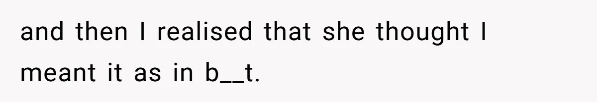 and then I realised that she thought I meant it as in b__t.