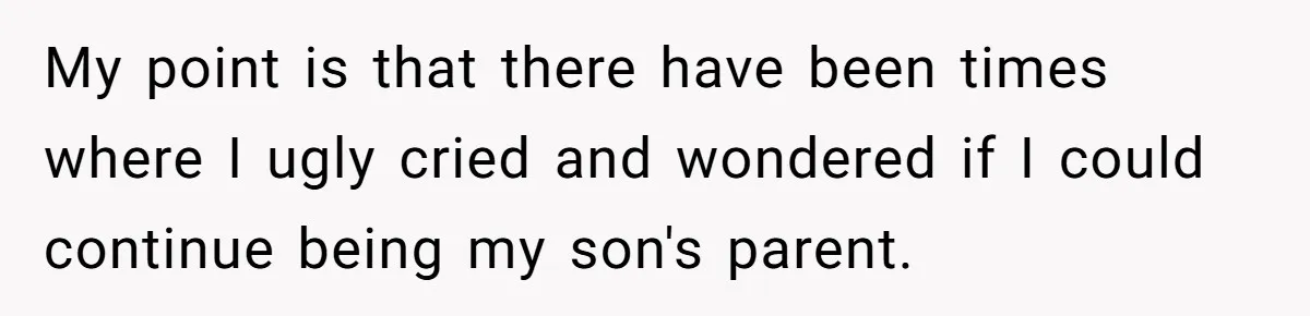 My point is that there have been times where I ugly cried and wondered if I could continue being my son's parent.