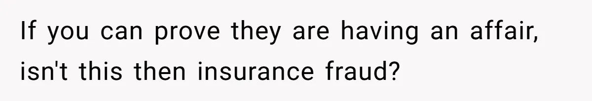 If you can prove they are having an affair, isn't this then insurance fraud?