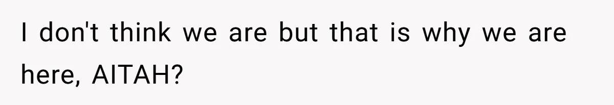 I don't think we are but that is why we are here, AITAH?