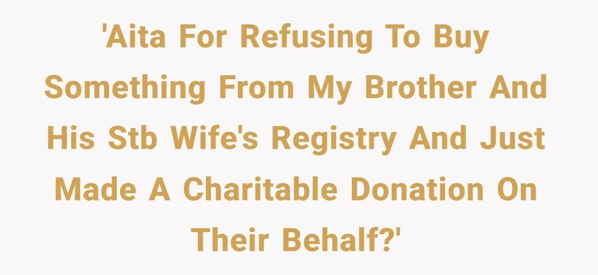 'AITA for refusing to buy something from my brother and his STB wife's registry and just made a charitable donation on their behalf?'
