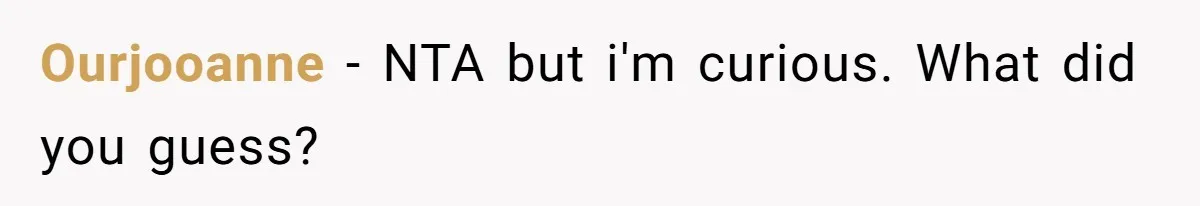 Ourjooanne − NTA but i'm curious. What did you guess?