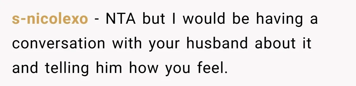 s-nicolexo − NTA but I would be having a conversation with your husband about it and telling him how you feel.