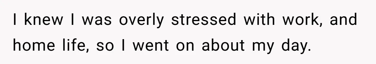 I knew I was overly stressed with work, and home life, so I went on about my day.