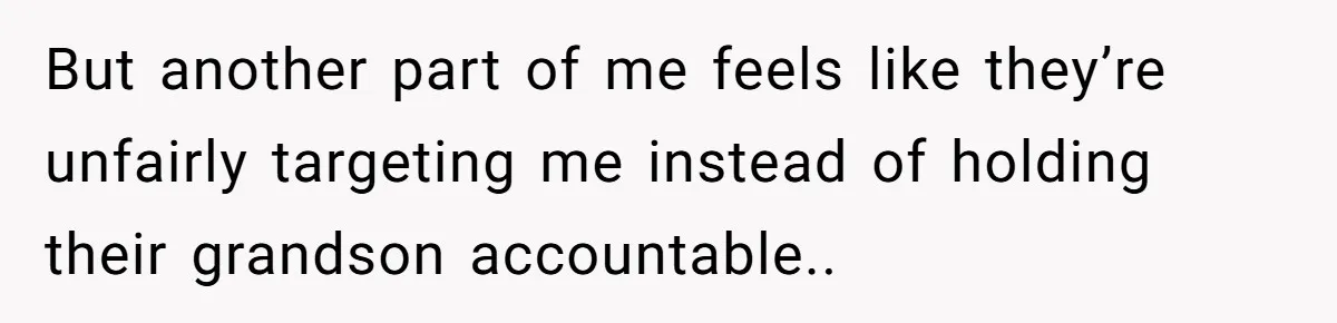 But another part of me feels like they’re unfairly targeting me instead of holding their grandson accountable..
