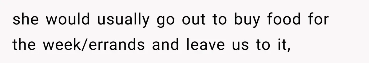 she would usually go out to buy food for the week/errands and leave us to it,