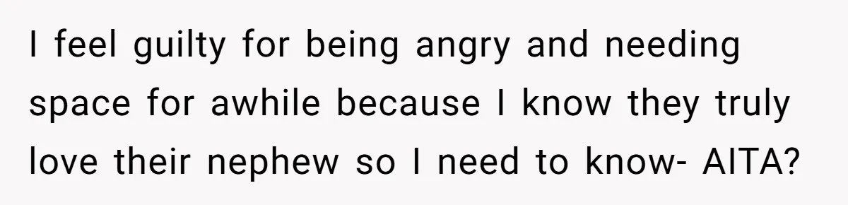 I feel guilty for being angry and needing space for awhile because I know they truly love their nephew so I need to know- AITA?