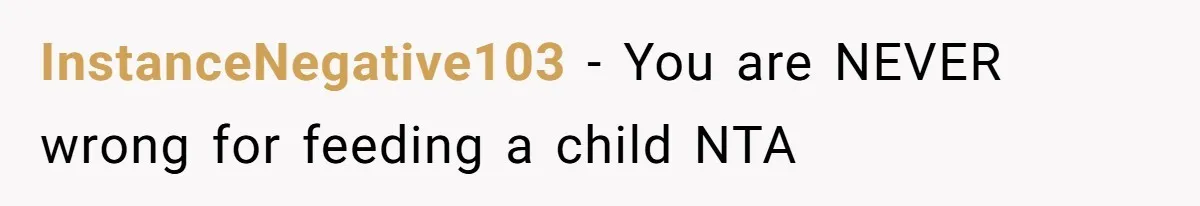 InstanceNegative103 − You are NEVER wrong for feeding a child NTA