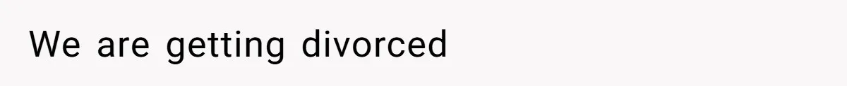 We are getting divorced