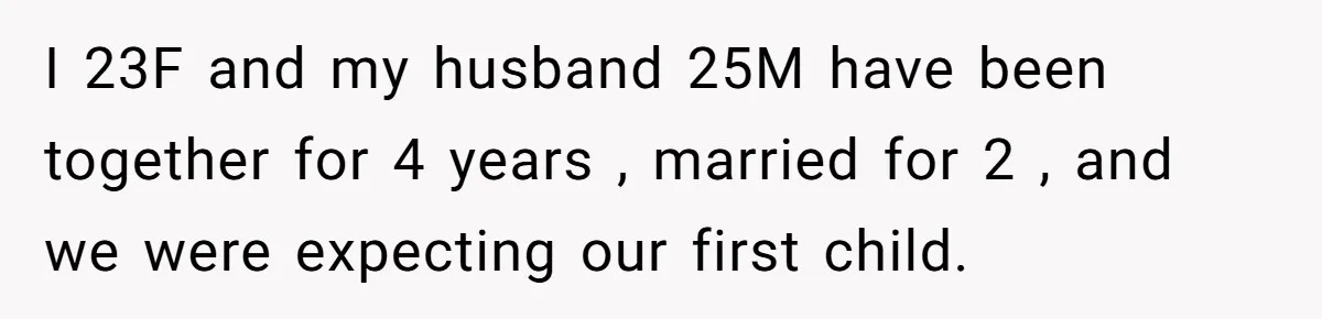I 23F and my husband 25M have been together for 4 years , married for 2 , and we were expecting our first child.