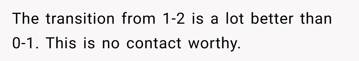 The transition from 1-2 is a lot better than 0-1. This is no contact worthy.