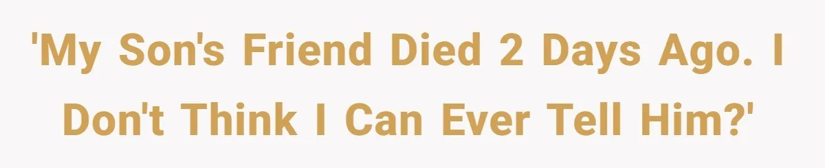 'My son's friend died 2 days ago. I don't think I can ever tell him?'