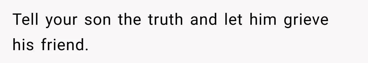 Tell your son the truth and let him grieve his friend.