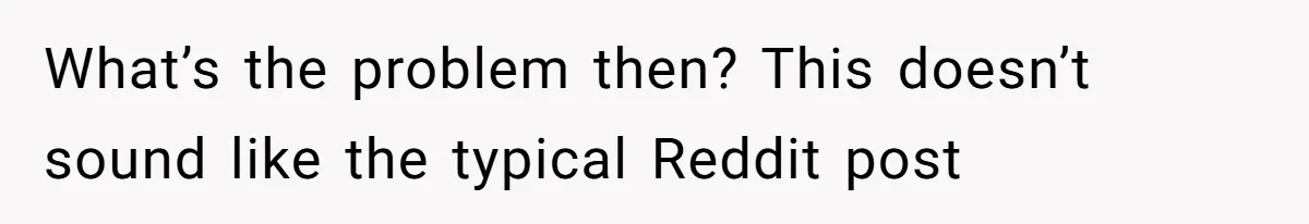 What’s the problem then? This doesn’t sound like the typical Reddit post