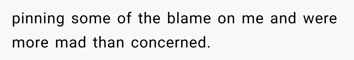 pinning some of the blame on me and were more mad than concerned.