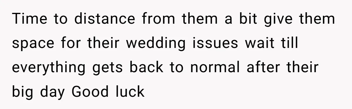 Couple Exposes Brother-In-Law’s “Secret Pregnancy Ban” Demand, Family Turns Against Him Time to distance from them a bit give them space for their wedding issues wait till everything gets back to normal after their big day Good luck