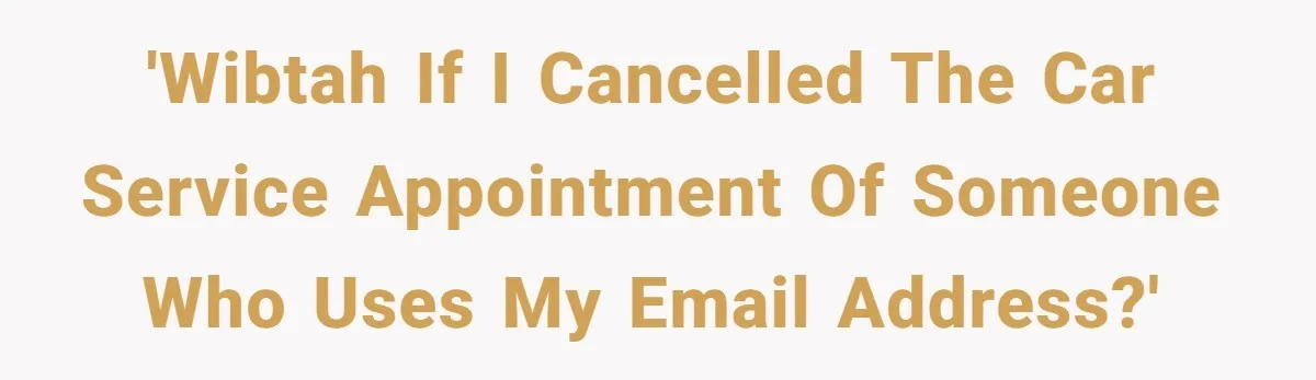 'WIBTAH if I cancelled the car service appointment of someone who uses my email address?'