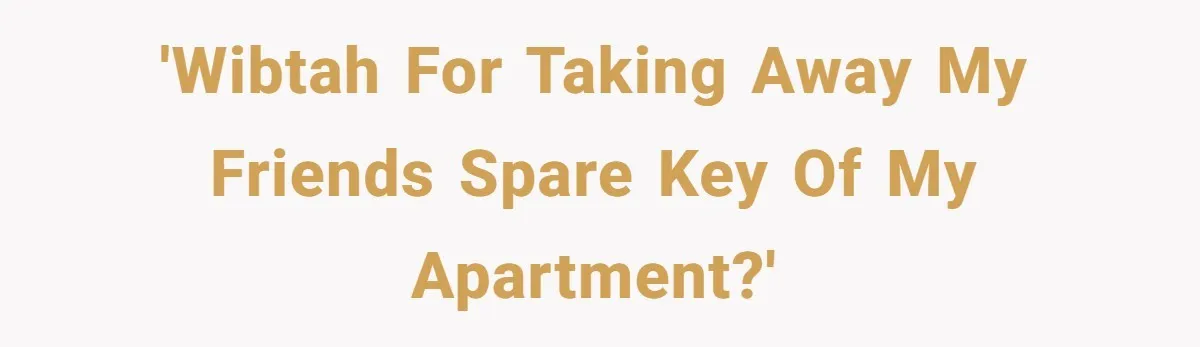 'WIBTAH for taking away my friends spare key of my apartment?'