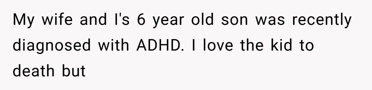 My wife and I's 6 year old son was recently diagnosed with ADHD. I love the kid to death but