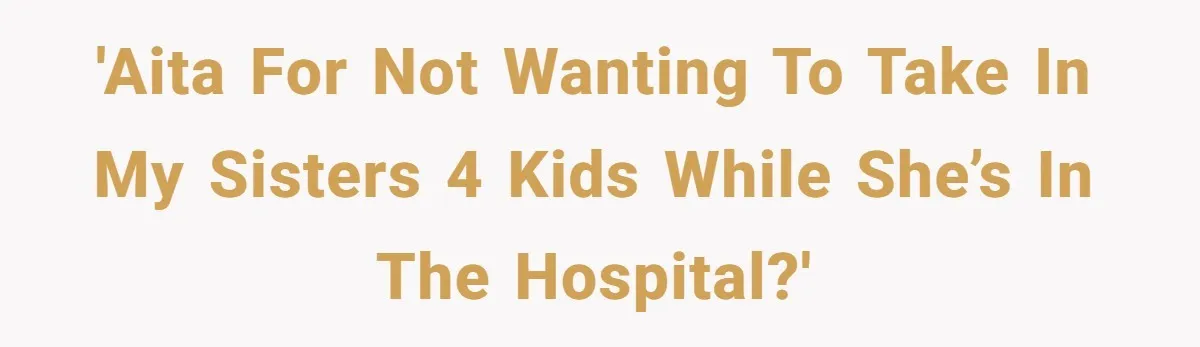 'AITA for not wanting to take in my sisters 4 kids while she’s in the hospital?'