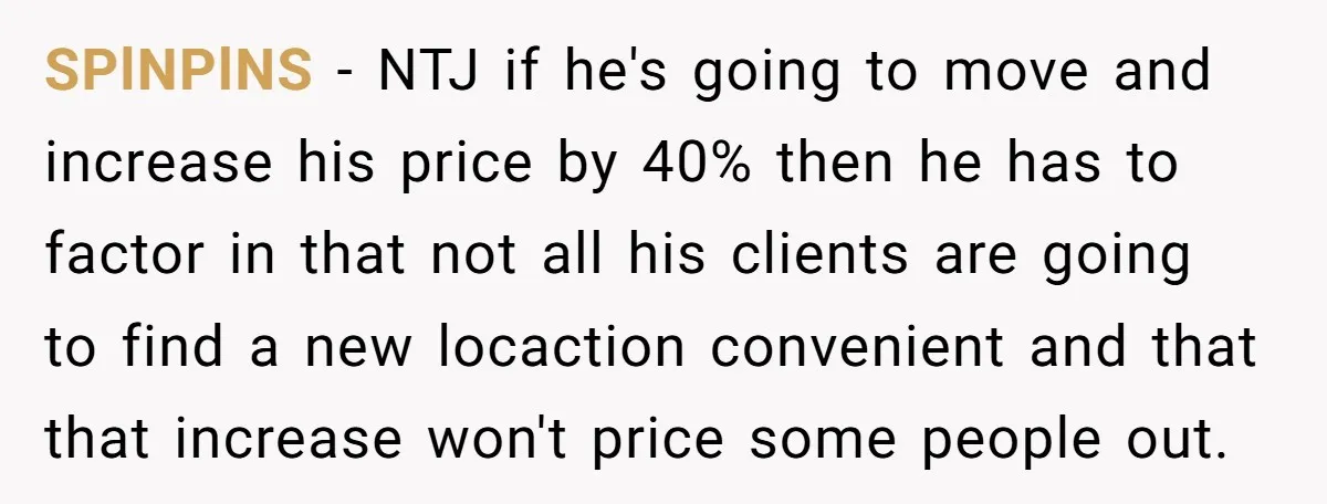 SPlNPlNS − NTJ if he's going to move and increase his price by 40% then he has to factor in that not all his clients are going to find a...