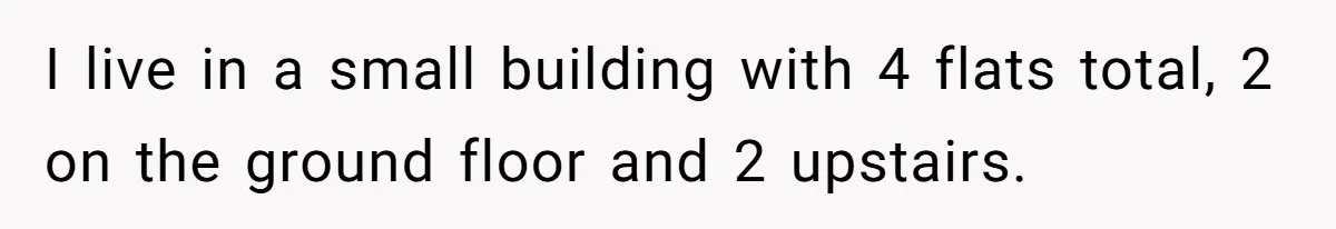 I live in a small building with 4 flats total, 2 on the ground floor and 2 upstairs.