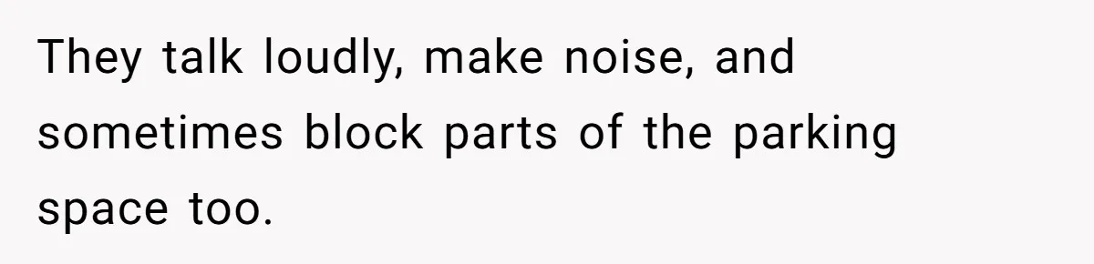 They talk loudly, make noise, and sometimes block parts of the parking space too.