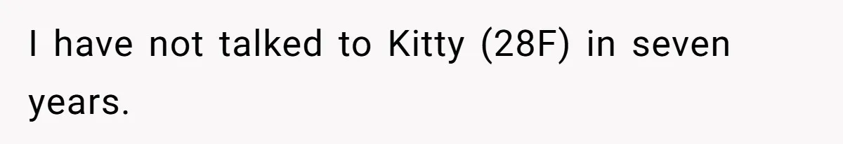 Estranged Sister Answers Honest Questions From Sibling's Fiancé, Potentially Ruins Their Marriage I have not talked to Kitty (28F) in seven years.
