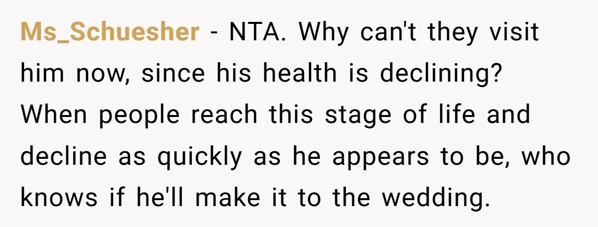 Ms_Schuesher − NTA. Why can't they visit him now, since his health is declining? When people reach this stage of life and decline as quickly as he appears to be,...