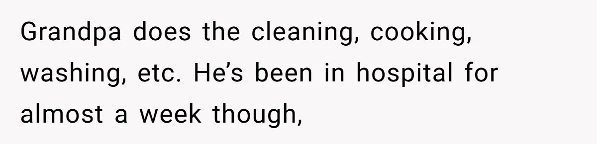 He Told His Mother He Never Wants His Brother at His Future Wedding After Watching Him Neglect Their Sick Grandmother Grandpa does the cleaning, cooking, washing, etc. He’s been in hospital for almost a week though,