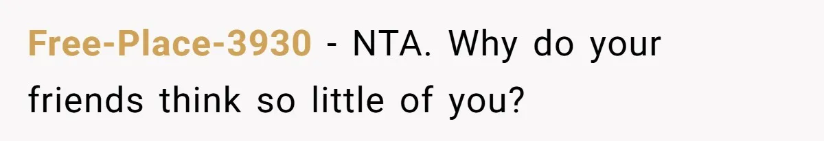 Free-Place-3930 − NTA. Why do your friends think so little of you?
