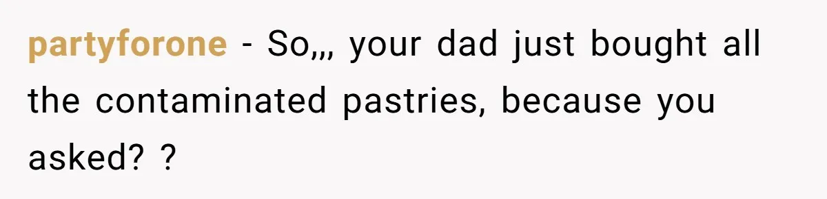 A 21-Year-Old Bakery Worker Tried to Expose a Coworker’s Mistake, and It Spiraled Into a Job Being Lost partyforone − So,,, your dad just bought all the contaminated pastries, because you asked? ?