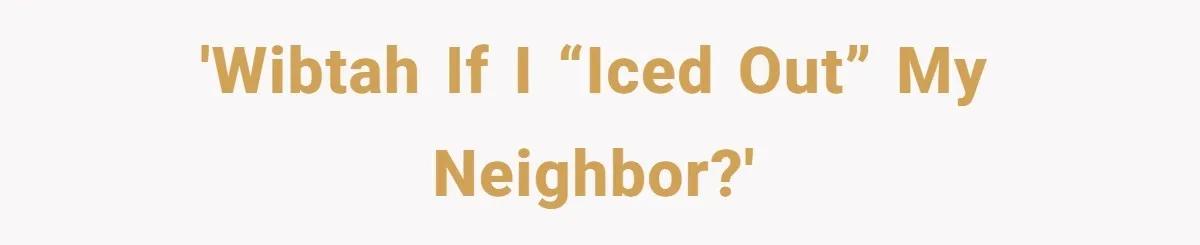 'WIBTAH if I “iced out” my neighbor?'