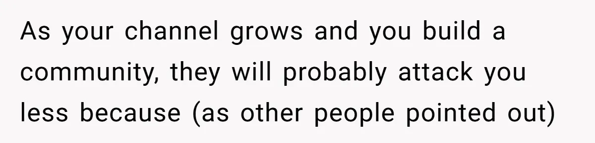 As your channel grows and you build a community, they will probably attack you less because (as other people pointed out)