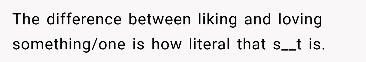 The difference between liking and loving something/one is how literal that s__t is.