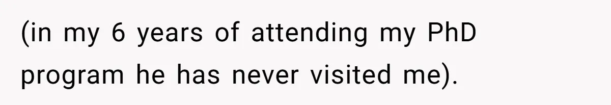 (in my 6 years of attending my PhD program he has never visited me).