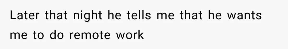 Later that night he tells me that he wants me to do remote work
