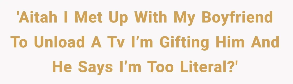 'AITAH I met up with my boyfriend to unload a TV I’m gifting him and he says I’m too literal?'