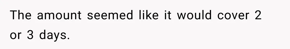 The amount seemed like it would cover 2 or 3 days.
