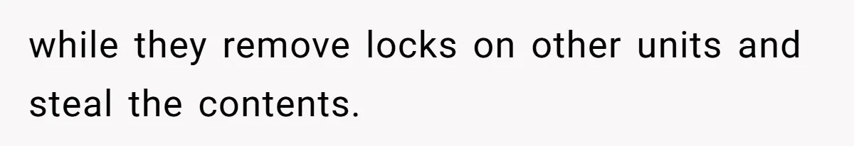 while they remove locks on other units and steal the contents.