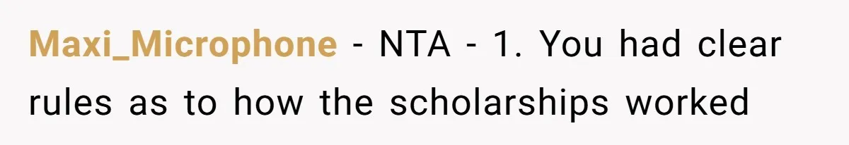 This Man Refused to Pay $100K Toward His Niece’s $300K Student Debt After She Ignored His Scholarship Rules, and the Family Exploded Maxi_Microphone − NTA - 1. You had clear rules as to how the scholarships worked