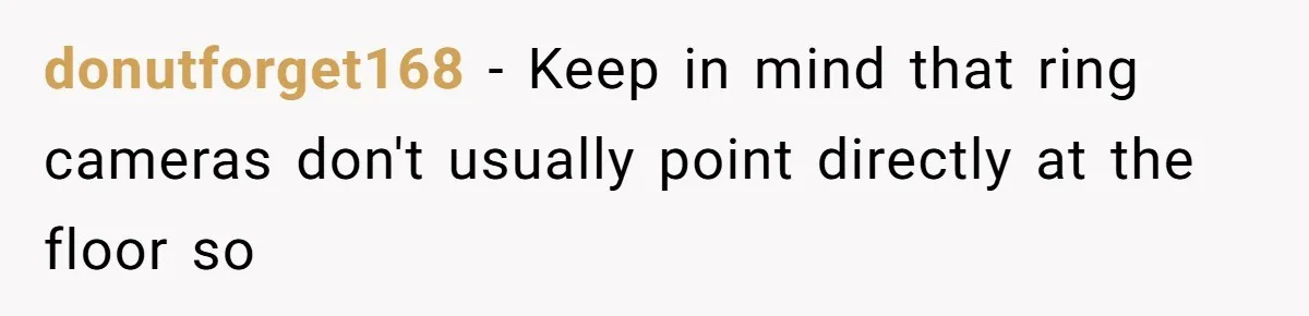 donutforget168 − Keep in mind that ring cameras don't usually point directly at the floor so