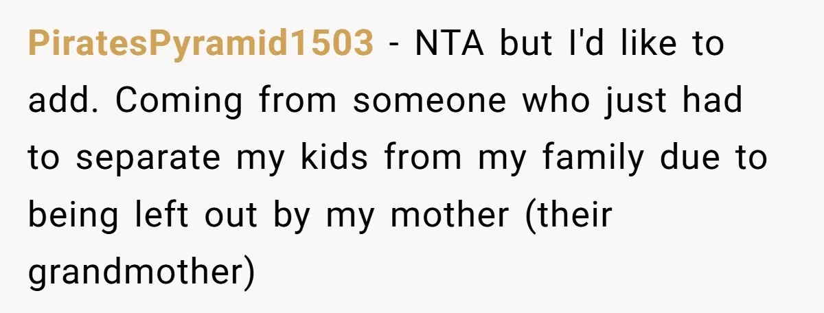 She Refused to Give Her Late Grandchild’s Handmade Blanket to a New Step-Granddaughter, and Her Family Threatened to Cut Off the Kids PiratesPyramid1503 − NTA but I'd like to add. Coming from someone who just had to separate my kids from my family due to being left out by my mother (their...
