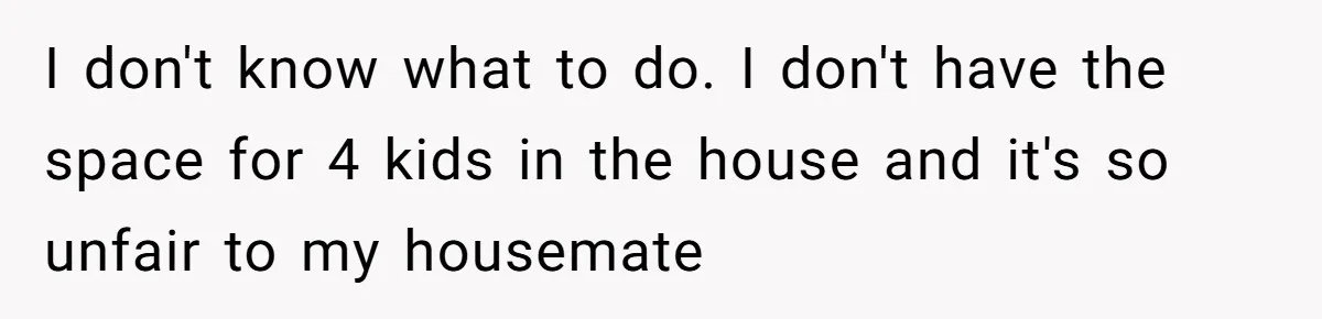 I don't know what to do. I don't have the space for 4 kids in the house and it's so unfair to my housemate