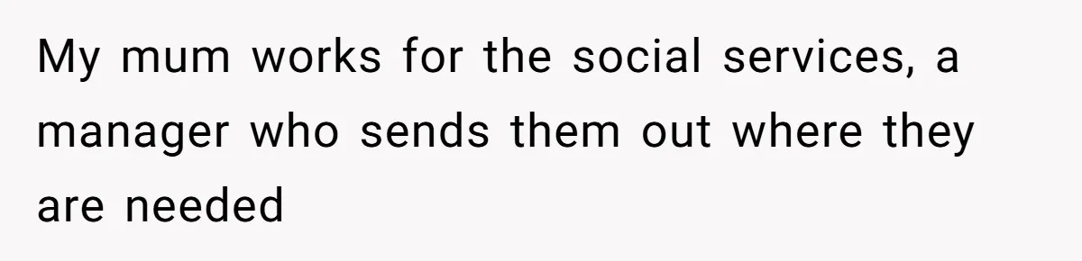 My mum works for the social services, a manager who sends them out where they are needed